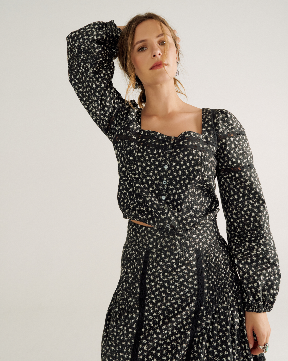 Women's Long Sleeve Cotton Poplin Top