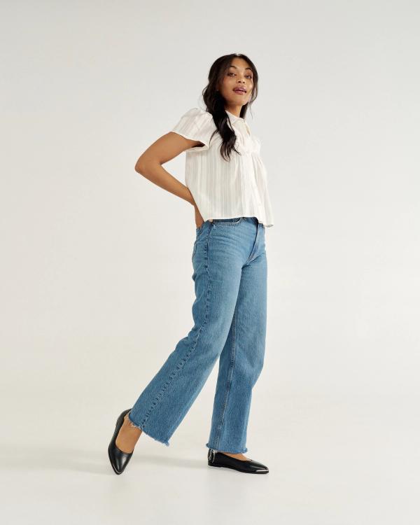 Full view of The Misty - Midnight Cowhide on model