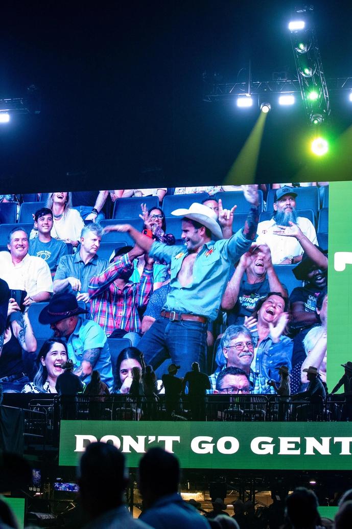Stage with tecovas logo on display