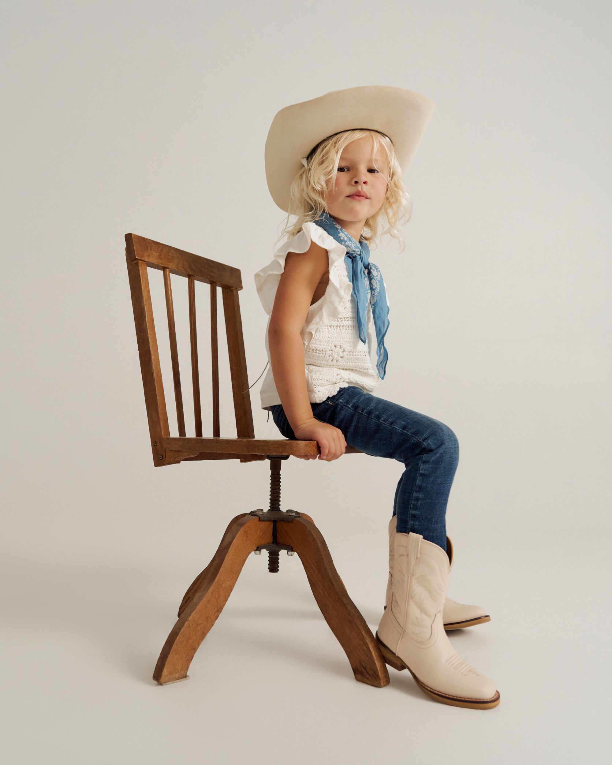 Full view of The Annie Toddler - Bone on model