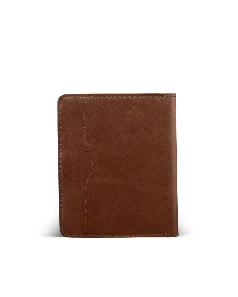 Back view of Bartlett Notebook - Cognac on plain background