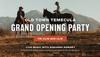 Poster for the Old Town Temecula Grand Opening Party, November 6-8, featuring live music by Rheanna Downey and refreshments. Two people on horseback are pictured against a mountain background.