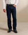 Front view of Men's Rugged Bootcut Jeans - Dark on model