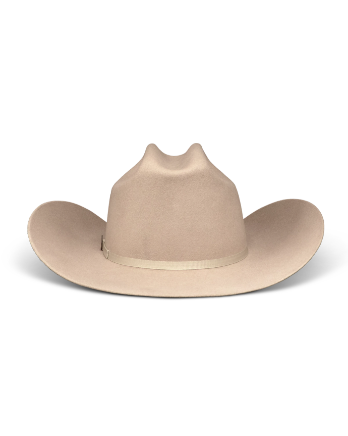 Back view of Cattleman Wool Cowboy Hat - Khaki on plain background