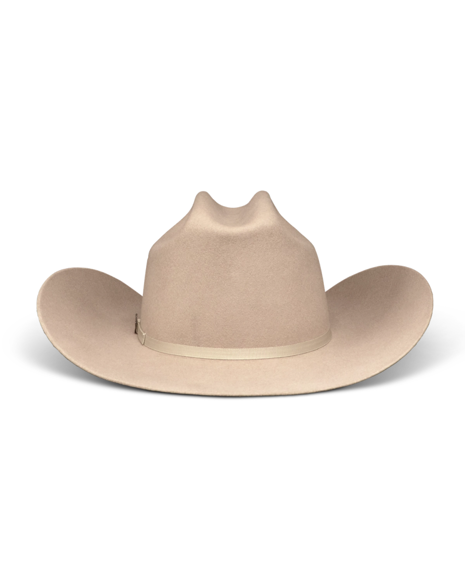 Back view of Cattleman Wool Cowboy Hat - Khaki on plain background