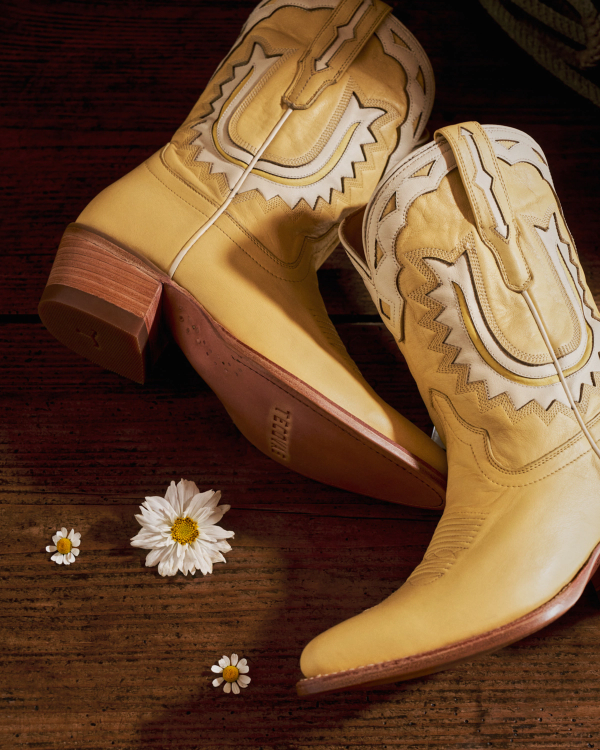 View of The Jolene - Pale Yellow Cowhide