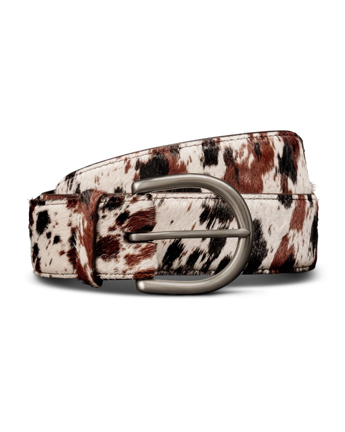 Front view of Women's Hair on Hide Belt - Hair on Hide on plain background