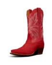 Quarterfront view of The Sadie - Barn Red Suede on plain background