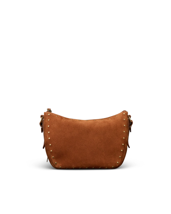 Front view of Slouchy Shoulder Bag - Saddle on plain background