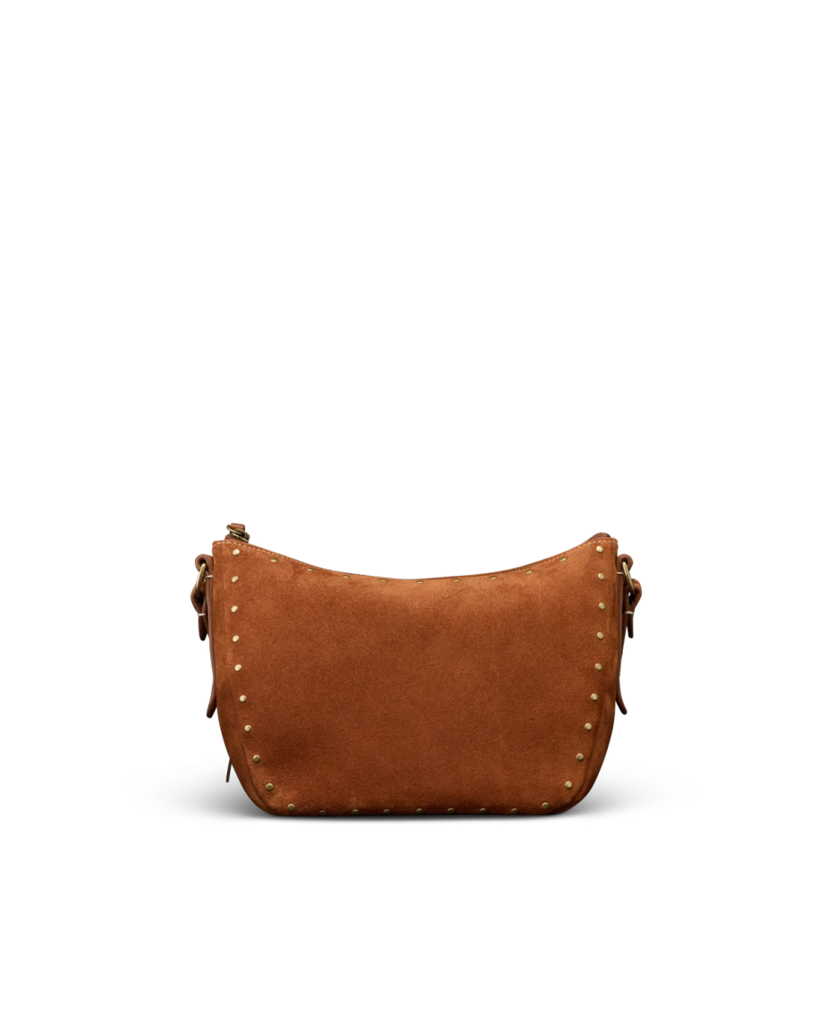Front view of Slouchy Shoulder Bag - Saddle on plain background