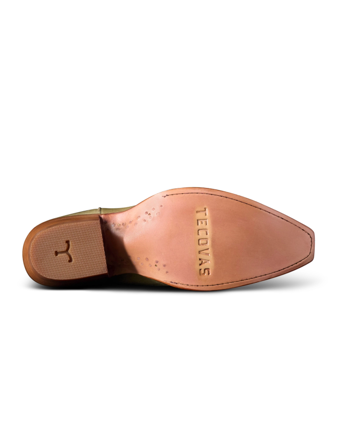 Sole view of The Annie - Light Sage Cowhide on plain background