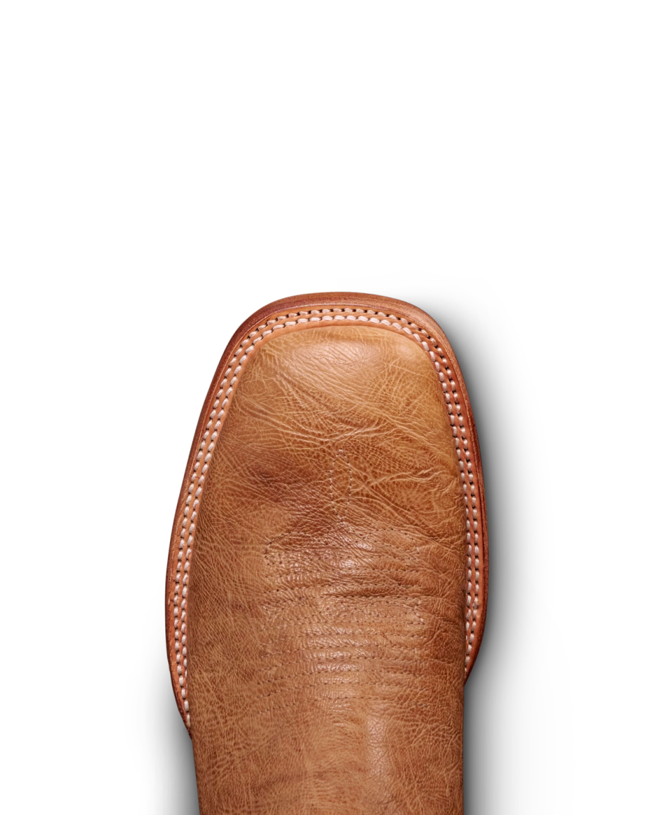 Toe view of The Doc - Tan / Bone Calfskin on plain background