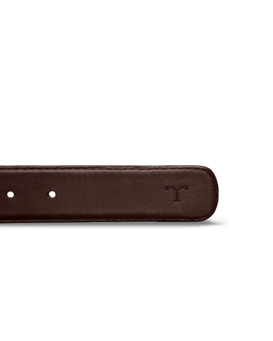 Closeup view of Men's Goat Belt II - Cafe