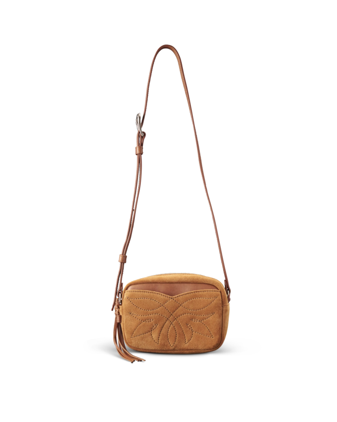 Front view of Flower Mini Crossbody - Cashew on plain background