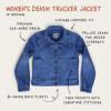 Diagram of the Women's Denim Trucker Jacket showing it's unique details