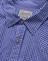 Closeup detail view of Men's Vintage Weight Sawtooth Cotton Pearl Snap - Blue/White Gingham