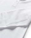 Closeup detail view of Long Sleeve Standard Issue Waffle Henley - White