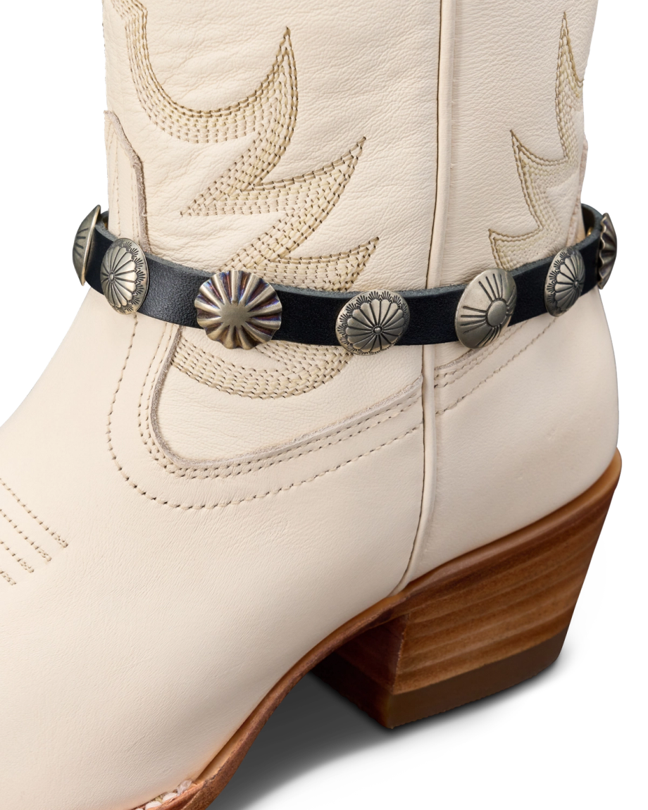 Closeup view of Boot Bracelet - Black / Silver