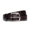 Front view of Men's Crocodile Belt - Black Cherry on plain background