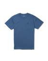 A flatlay image of the standard issue pocket tee in blue fin on a white background