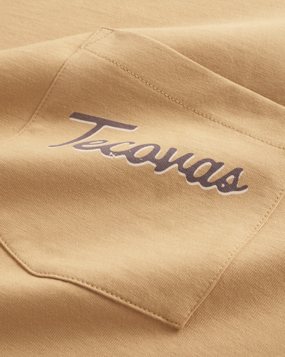 Closeup detail view of Men's Store Front Pocket T-Shirt - Khaki/Multi