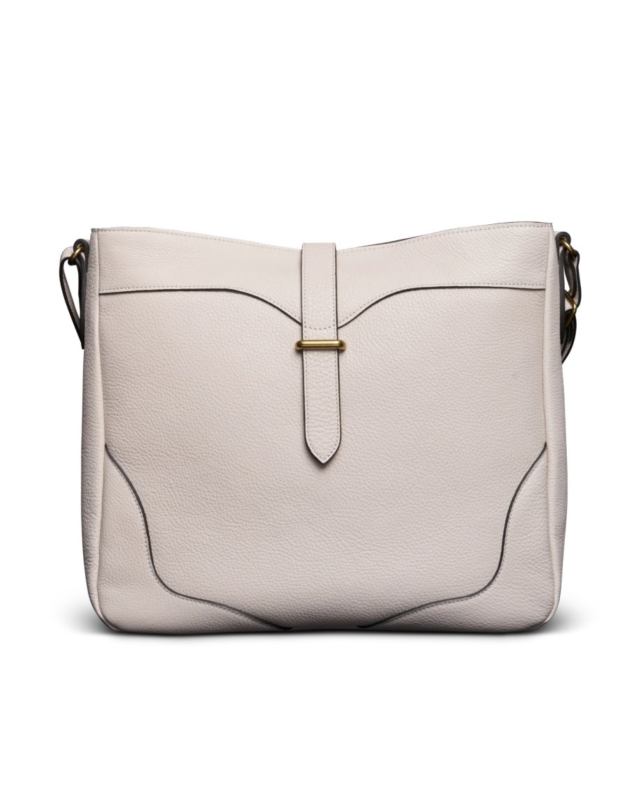 Front view of Women's Sierra Hobo Bag - Antique White on plain background