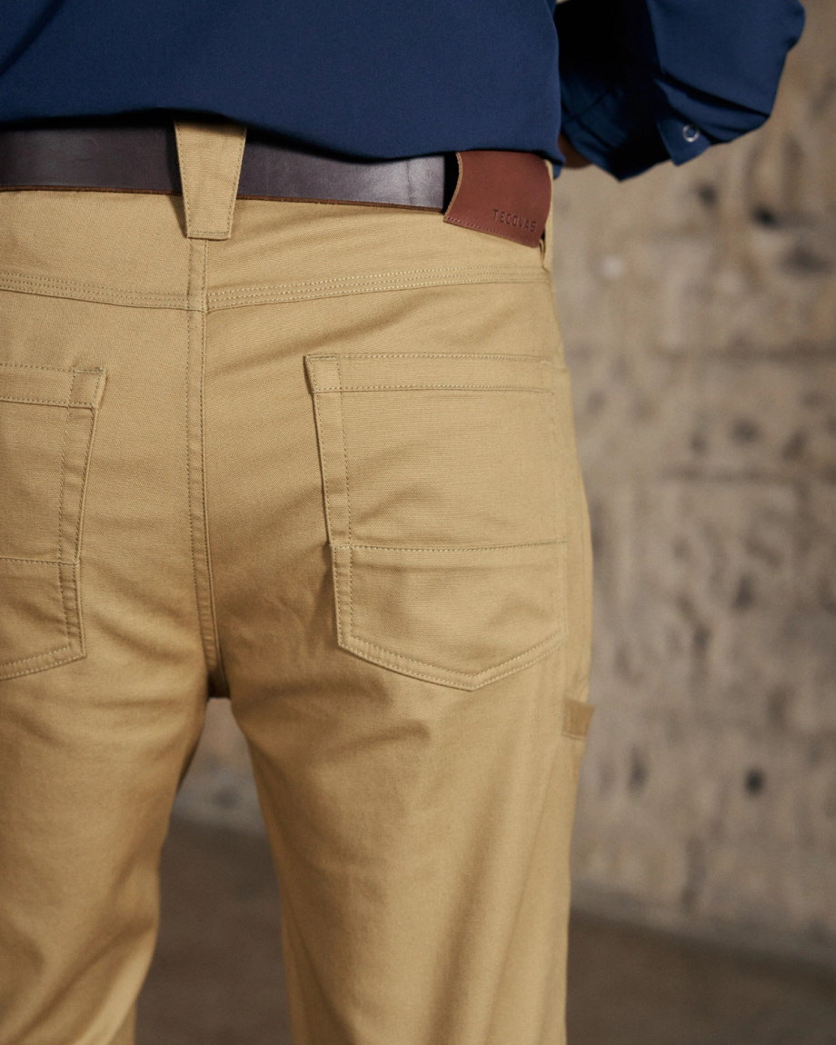 Back view of Men's Work Pant - Desert Tan on model