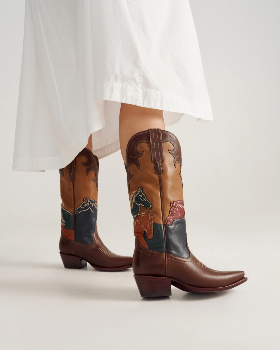 View of The Annie Wild Horses - Multi Cowhide