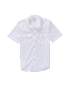 Closeup detail view of Men's Easywear Short Sleeve Pearl Snap - White