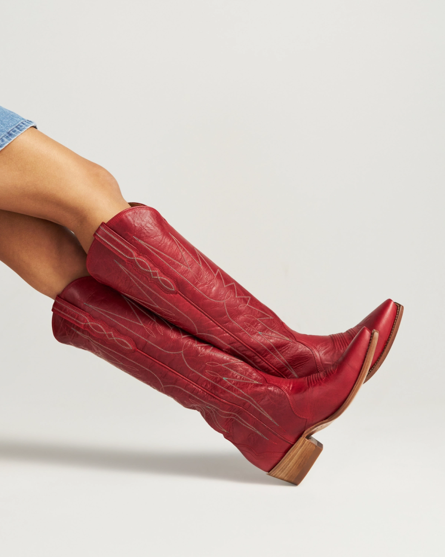 The Loretta Snip Toe Cowgirl Boot - Red goat | Tecovas