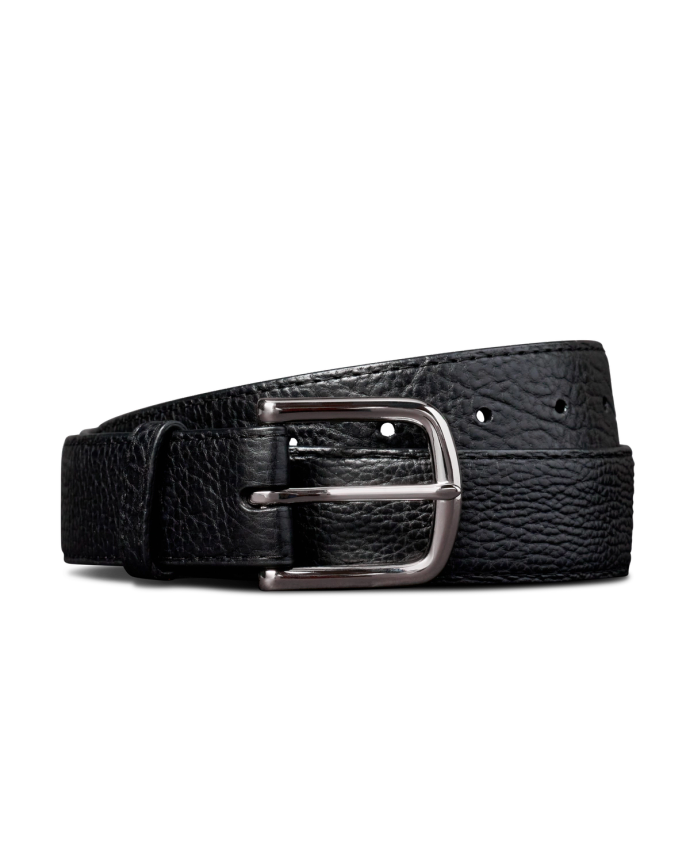 Unbuckled view of Men's Bison Belt II - Midnight on plain background