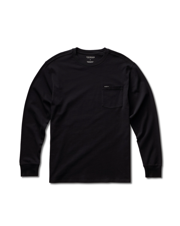 Closeup detail view of Long Sleeve Standard Issue Pocket Tee - Black