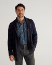 Closeup detail view of Men's Shawl Collar Wrap Sweater - Multi
