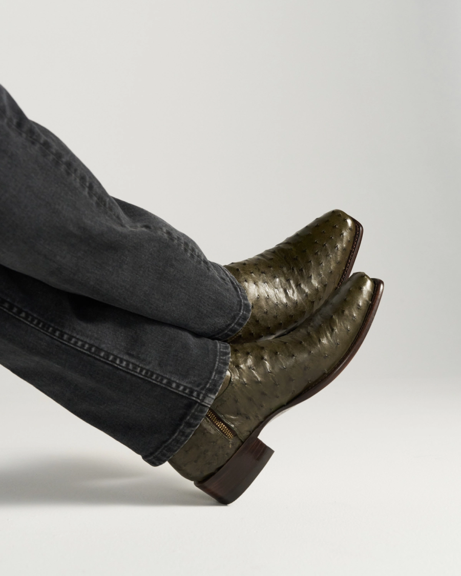 The Jack in Dark Forest Ostrich - Men's Zip Boot | Tecovas