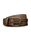 Unbuckled view of Men's Tecovas x Mossy Oak Belt - Brown / OG Bottomland on plain background