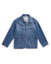 Front view of Women's Denim Chore Jacket - Medium Wash on plain background