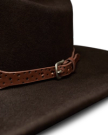 Closeup view of Cattleman Birthday X Hat - Dark Brown