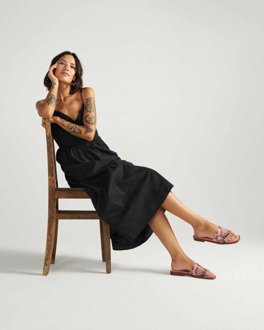 Full view of The Carmen - Pink Frost on model