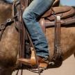  Man wearing The Prescott Hickory Horseman boots on a horse