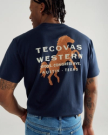 Closeup detail view of Men's Western Horseman Pocket Tee - Navy / White
