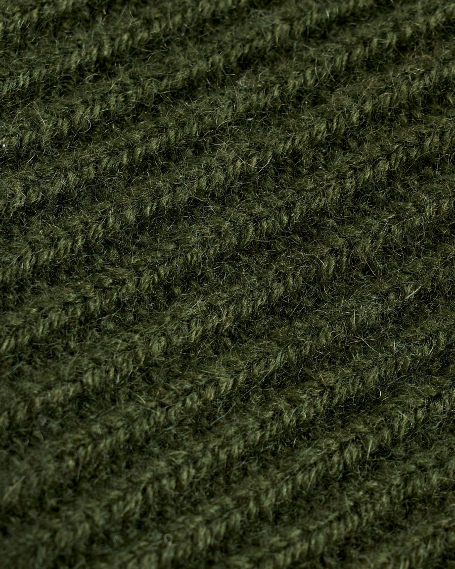 Closeup view of Cashmere Blend Beanie - Hunter Green