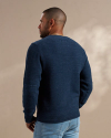 Back view of Men's Henley Sweater - Navy Heather on model