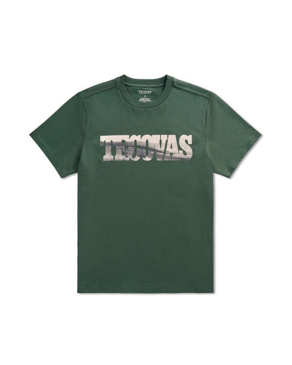 Front view of Men's Letter Fill T-Shirt - Hunter Green on plain background