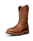 Quarterfront view of The LH WP Round Comp Toe Work Boot - Saddle Cowhide on plain background