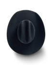 Top view of Cattleman Wool Cowboy Hat - Black on plain background