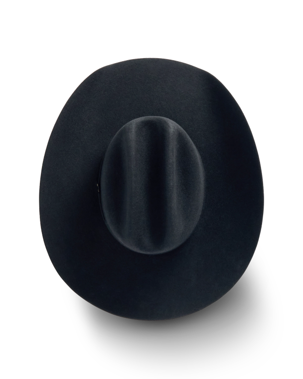 Top view of Cattleman Wool Cowboy Hat - Black on plain background