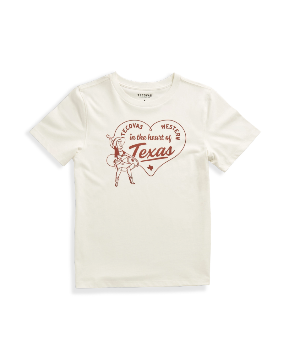Front view of Women's Heart of Texas Tee - Bone on plain background