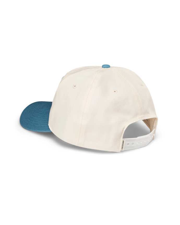 Quarterback view of See Texas Hat - White/Blue on plain background