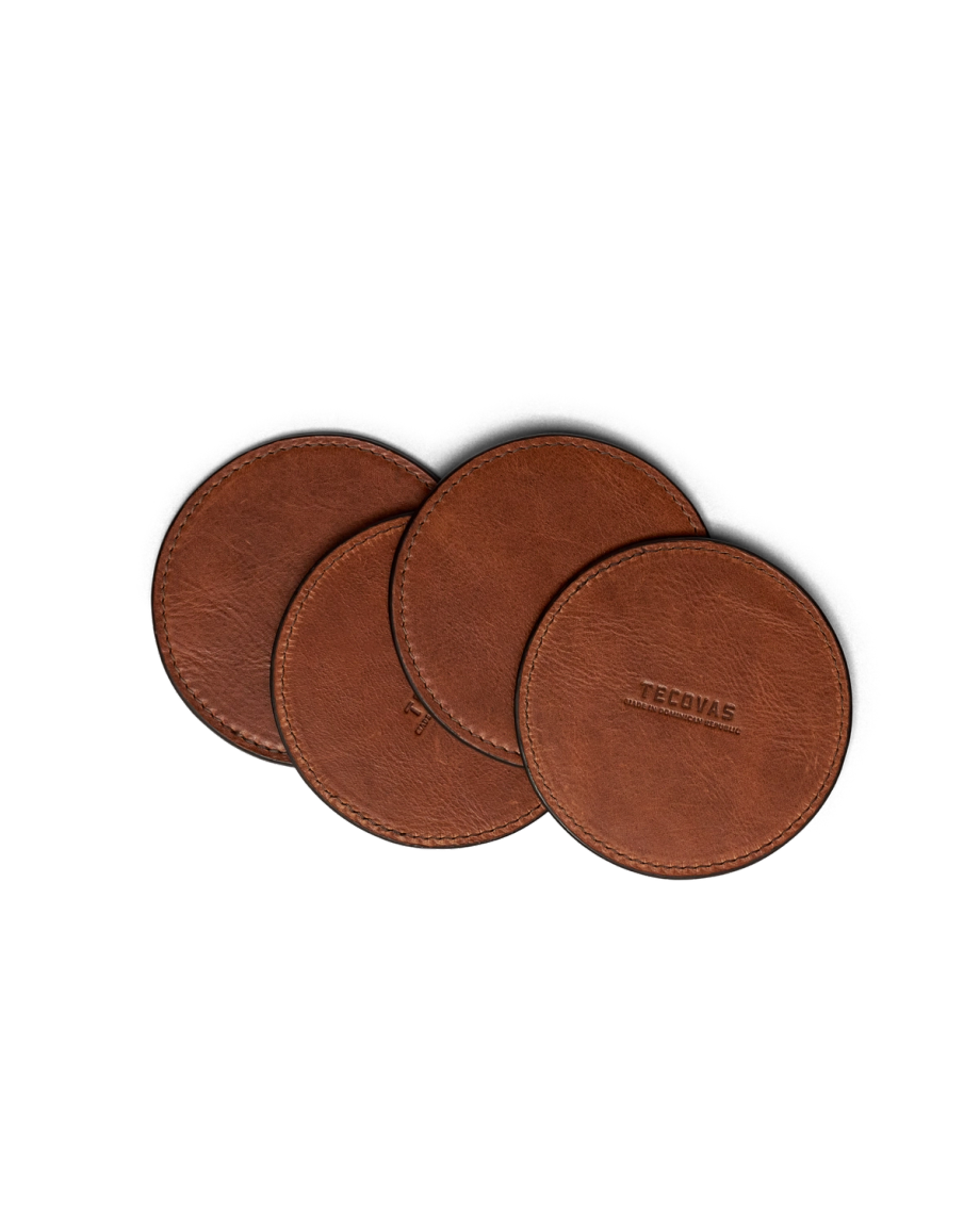 Front view of Bartlett Coaster 4 Pack - Cognac on plain background