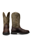 Pair view of The Rugged Round Toe - Umber / Sage Cowhide on plain background